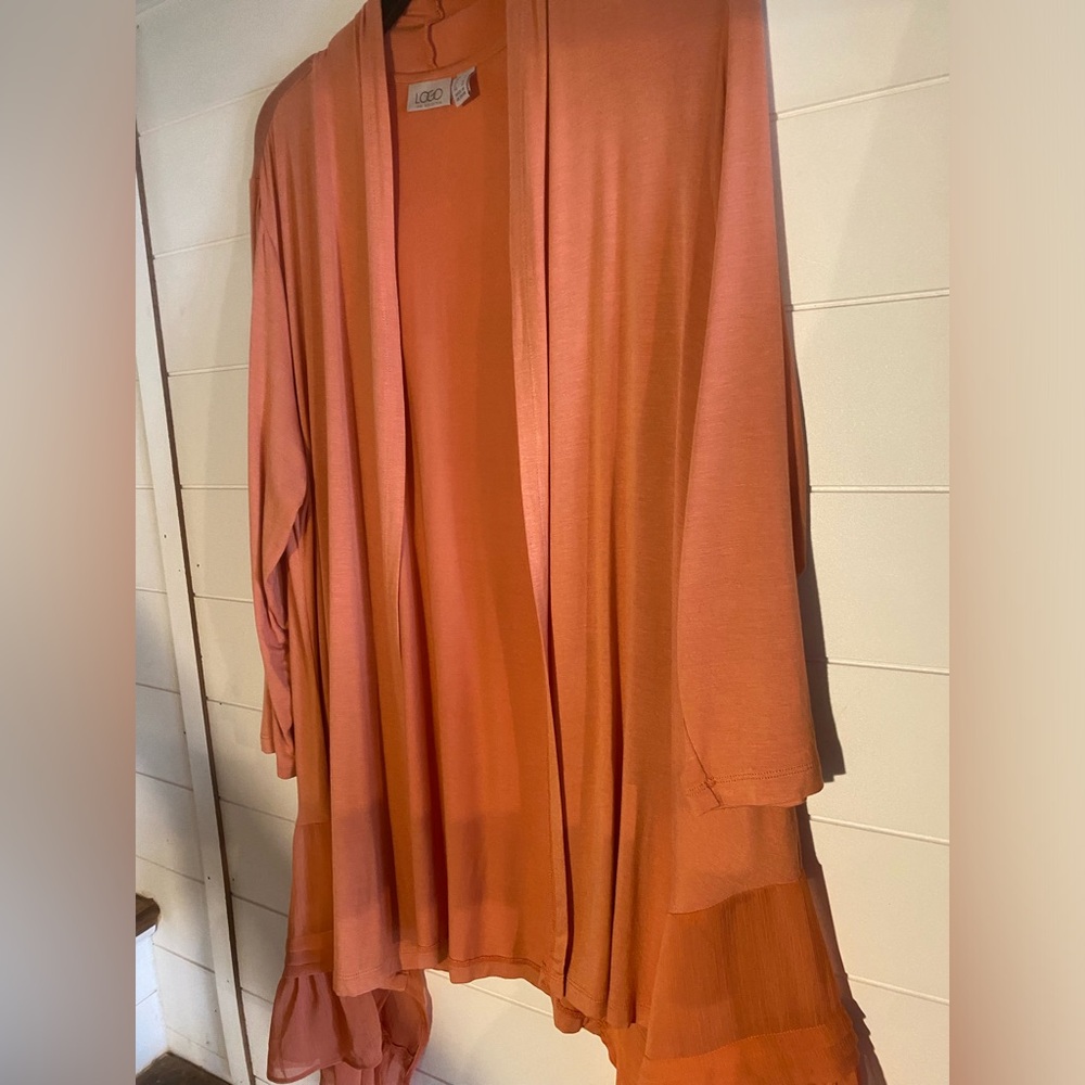 New Logo Lori Goldstein Orange cardigan open front size large